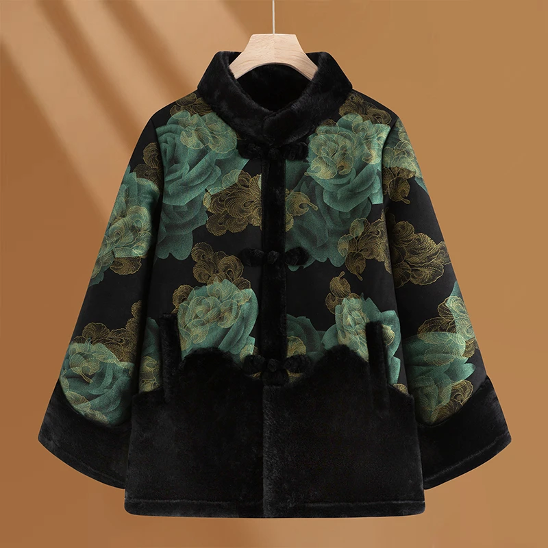 妈妈冬装水貂绒外套中老年人皮毛一体皮绒大衣奶奶秋冬加厚上衣女