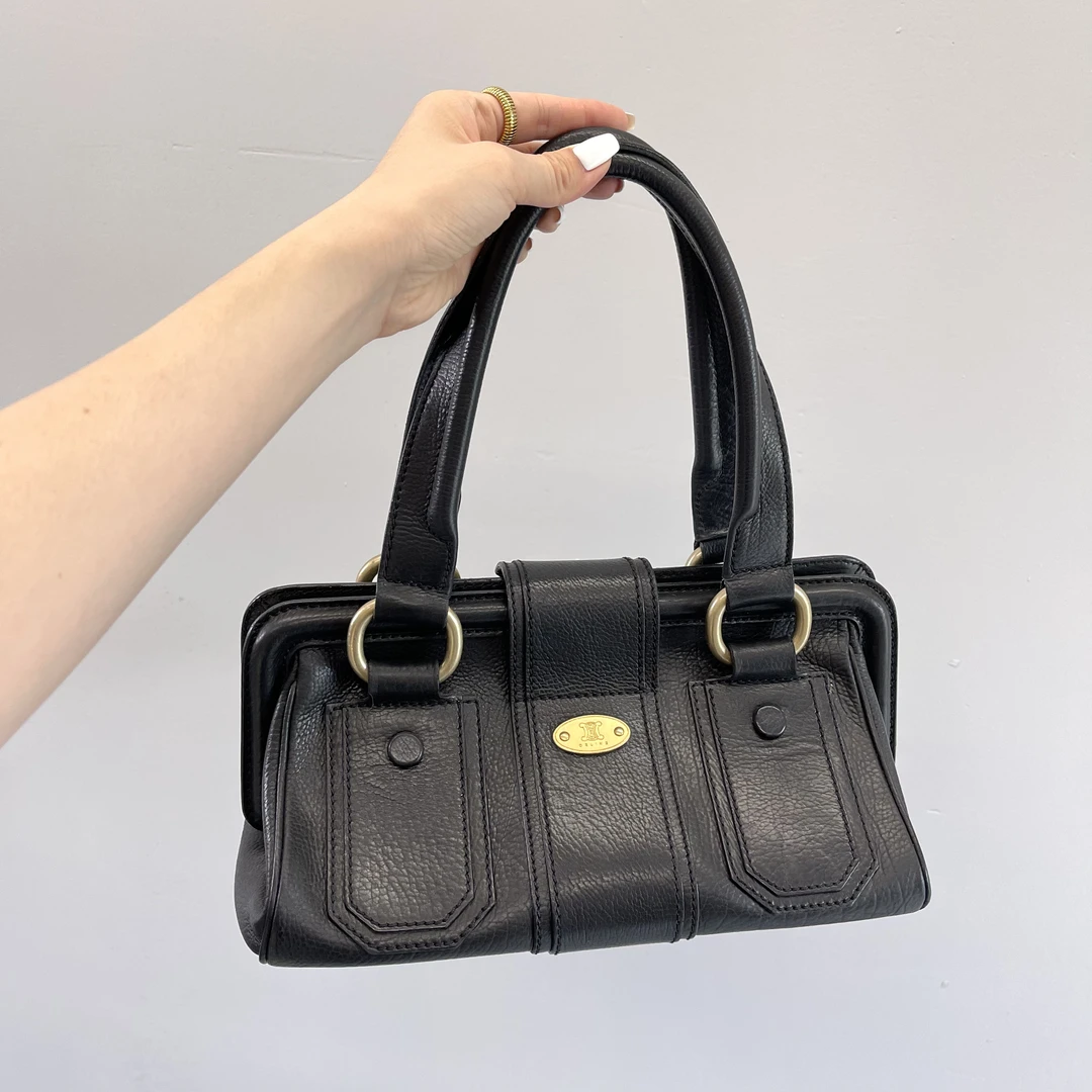 95新 Celine/思琳 黑金手提单肩包041306