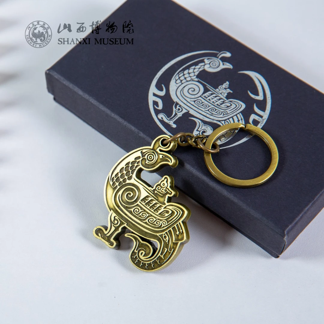 山西博物院有凤来仪晋侯鸟尊钥匙扣国风创意挂件博物馆文创复古