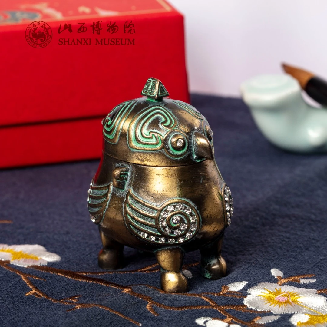 山西博物院青铜萌宠系列鸮卣收纳盒中式仿古摆件客厅家居礼物可爱
