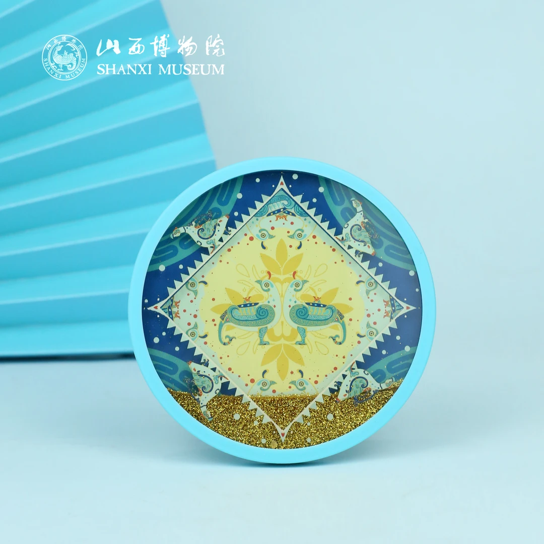 山西博物院文创晋侯鸟尊流沙杯垫（蓝）礼物新年礼物创意杯垫隔热