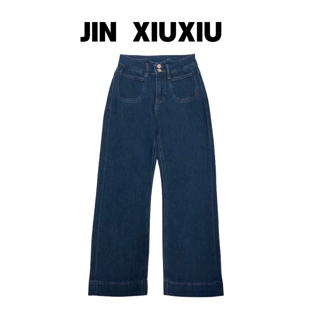 【金秀秀】554韩国东大门新款蓝色直筒牛仔裤2019