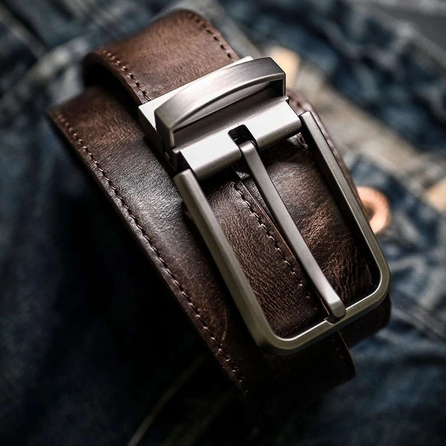 男士皮带真牛皮针扣复古韩版简约时尚潮流牛皮腰带男生裤腰带男款