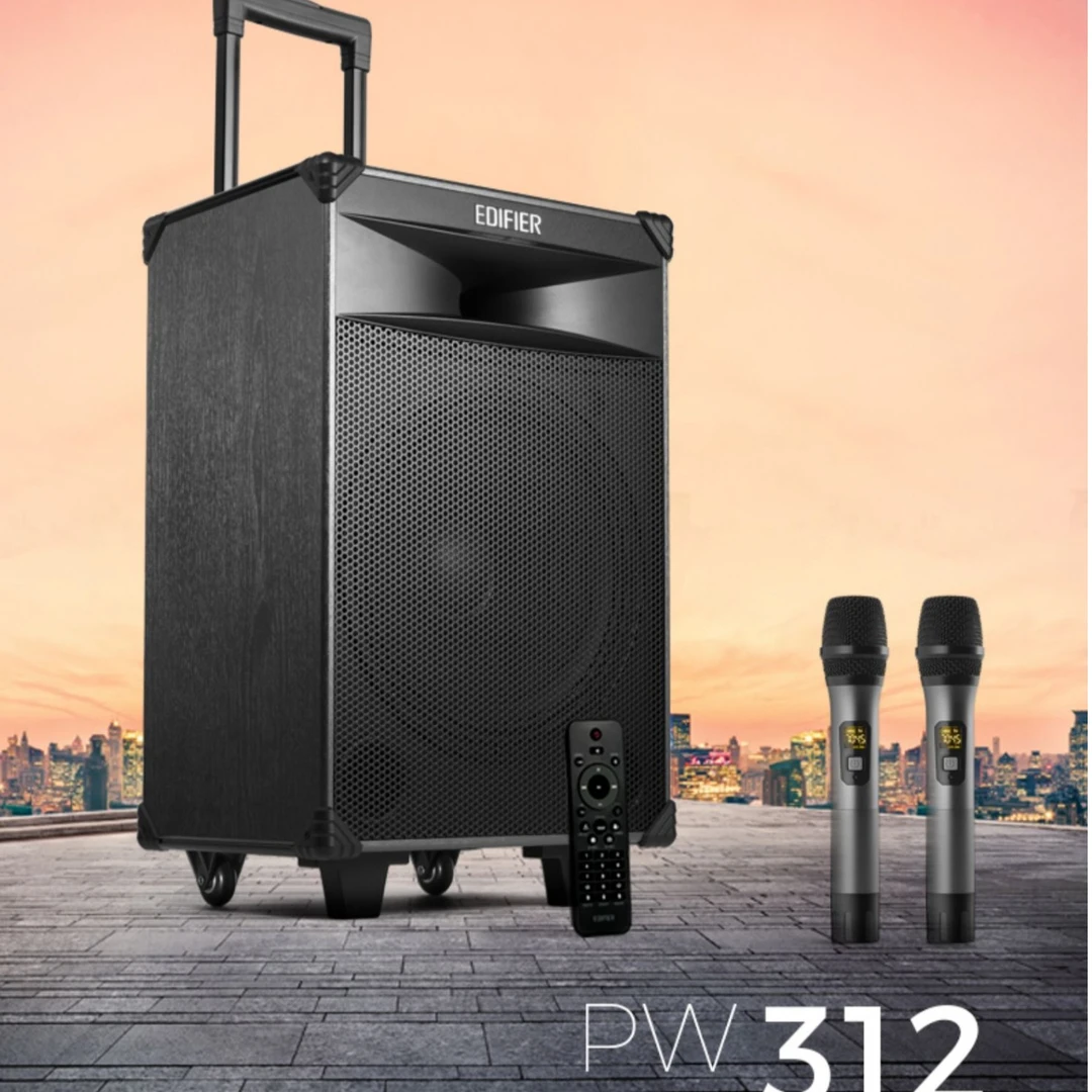 漫步者PW312木质12寸音箱户外演出音响广场舞移动拉杆音响