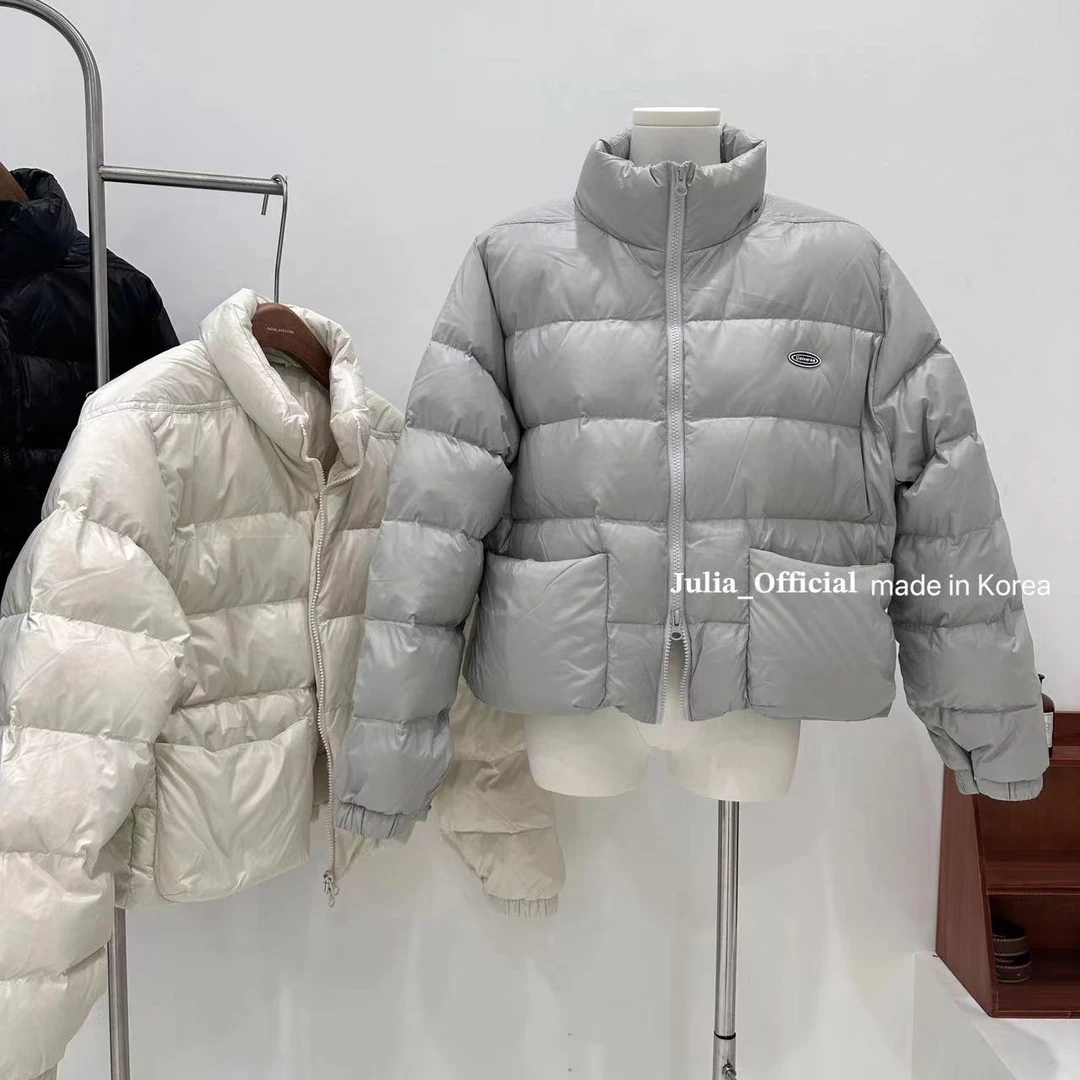 julia姐姐】‘ins超火油光’ 短款立领松紧下摆羽绒服