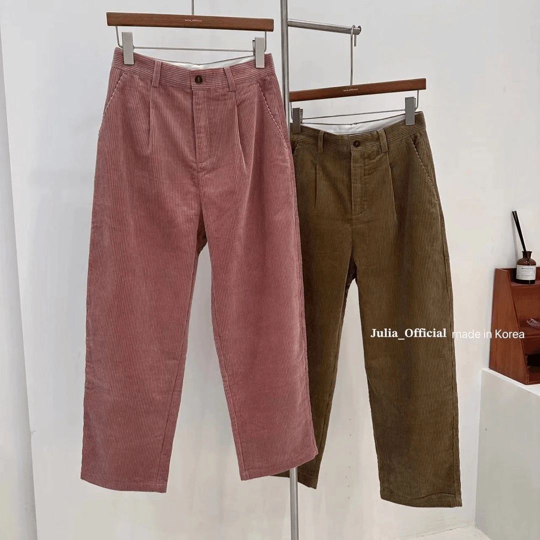 Julia姐姐】福利款‘蜜桃乌龙’灯芯绒九分高腰休闲裤