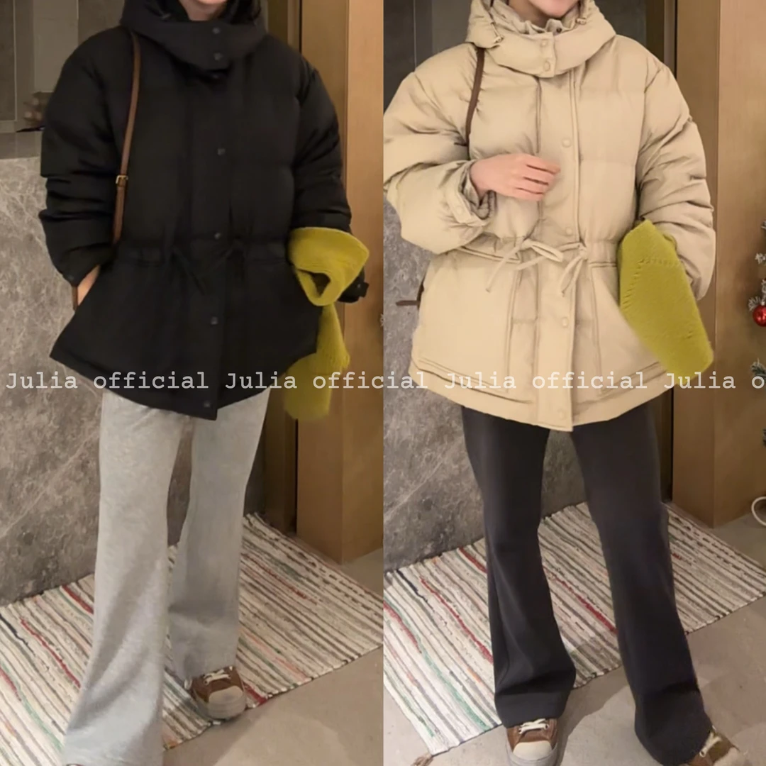 Julia姐姐】冬季收腰90白鸭绒“可拆卸连帽“”羽绒服