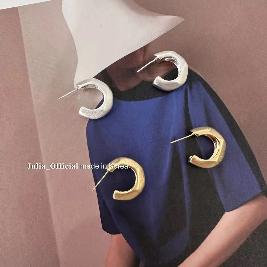 合金耳饰 Julia姐姐】韩系极简风“大C”小众设计感百搭耳饰