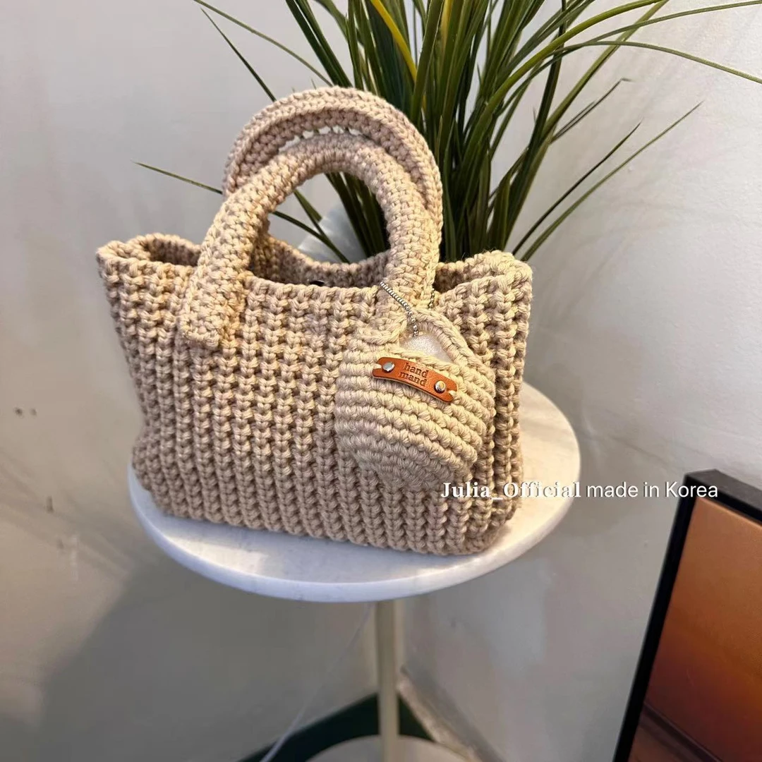Julia姐姐】秋冬新款时尚减龄百搭可爱编织手提包包