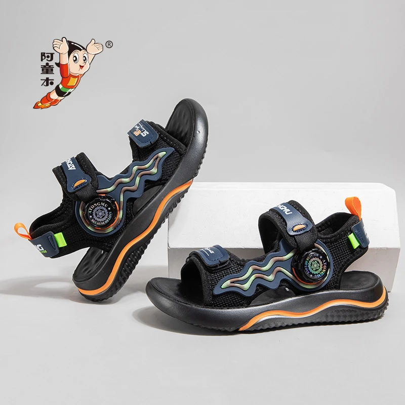 阿童木夏季新款儿童凉鞋旋转纽扣男童软底百搭运动露趾舒适A-36