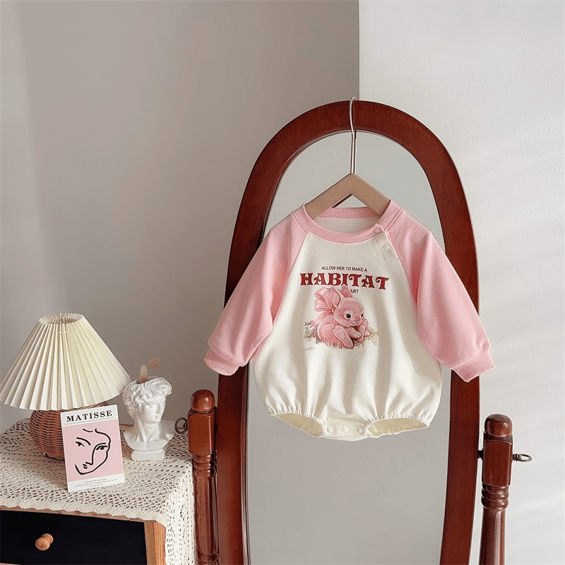 【预售】女童包屁春季长袖宝宝爬服卡通兔子哈衣连体衣JH24014085