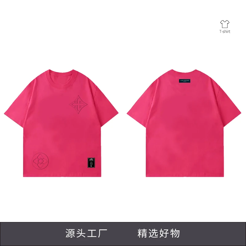 电迈夏季新品【凹凸印+皮标】高订轻奢款纯棉T恤半袖时尚简约款0617