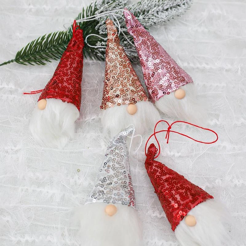 悦木圣诞节亮片老头长胡子老人挂件圣诞树装饰品节日氛围礼物挂饰