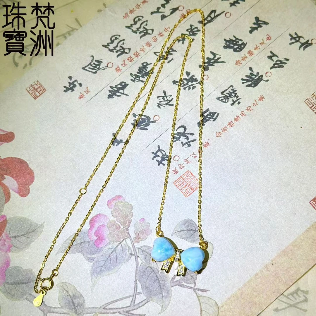 【梵洲】手工定制 蝴蝶结 海纹石吊坠 FZD3738 多样性发一