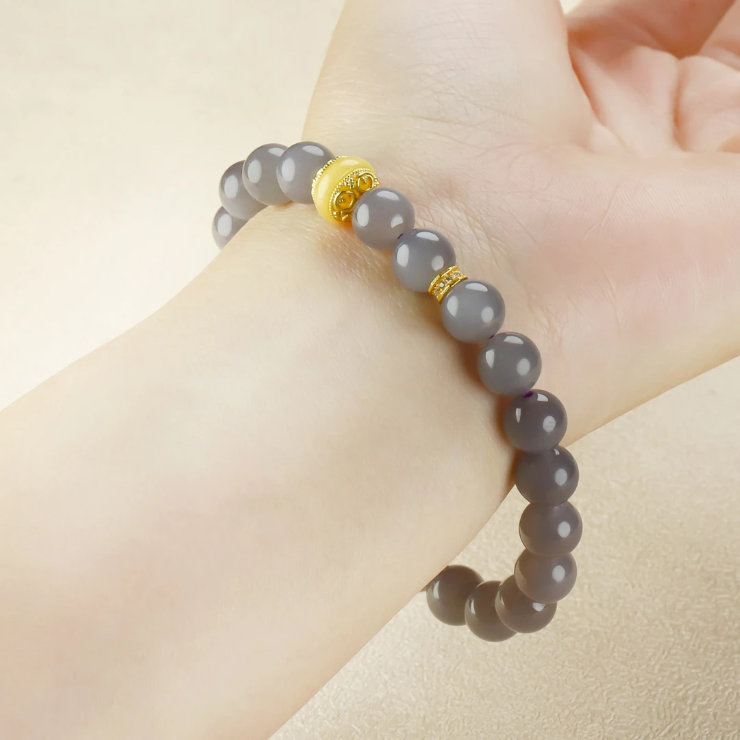 天然玉石和田玉烟紫圆珠手串时尚百搭多样性发货拍一发一