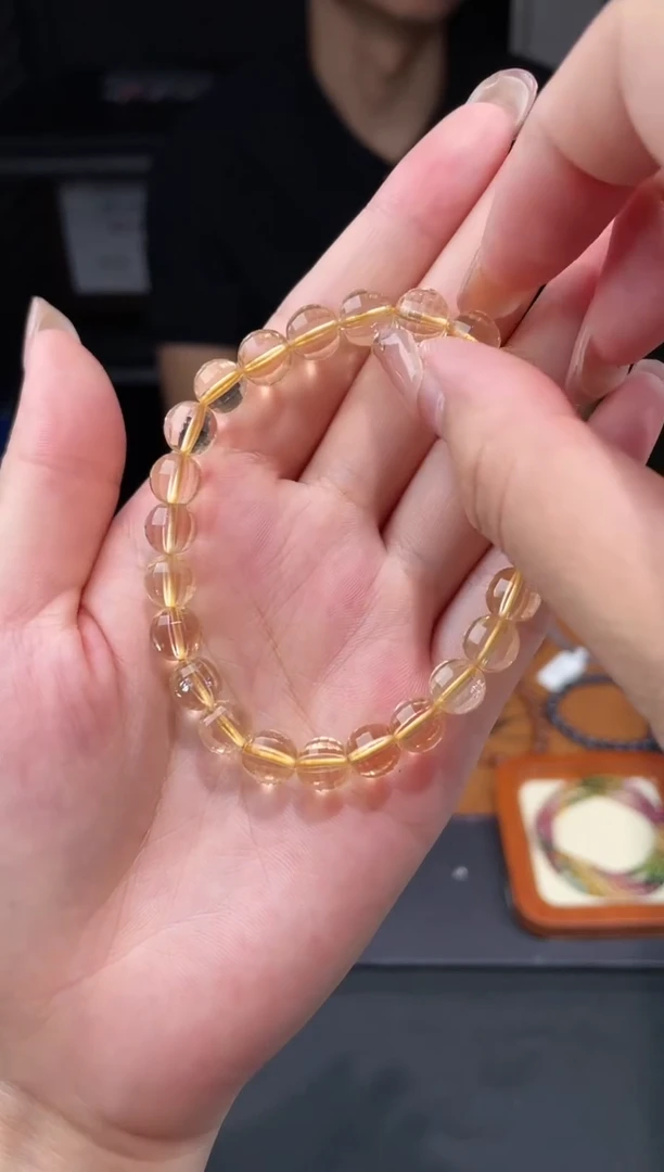 【闪购商品】黄晶手串银S925镶嵌黄水晶手串