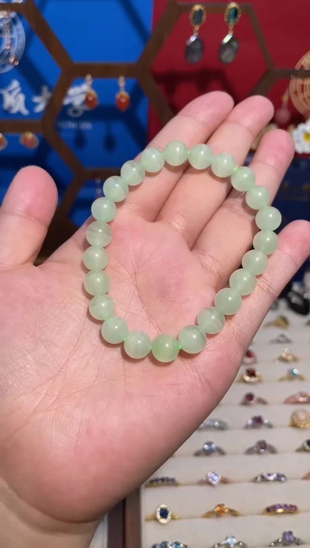 【闪购商品】石英质玉手链未镶嵌绿纹石手串