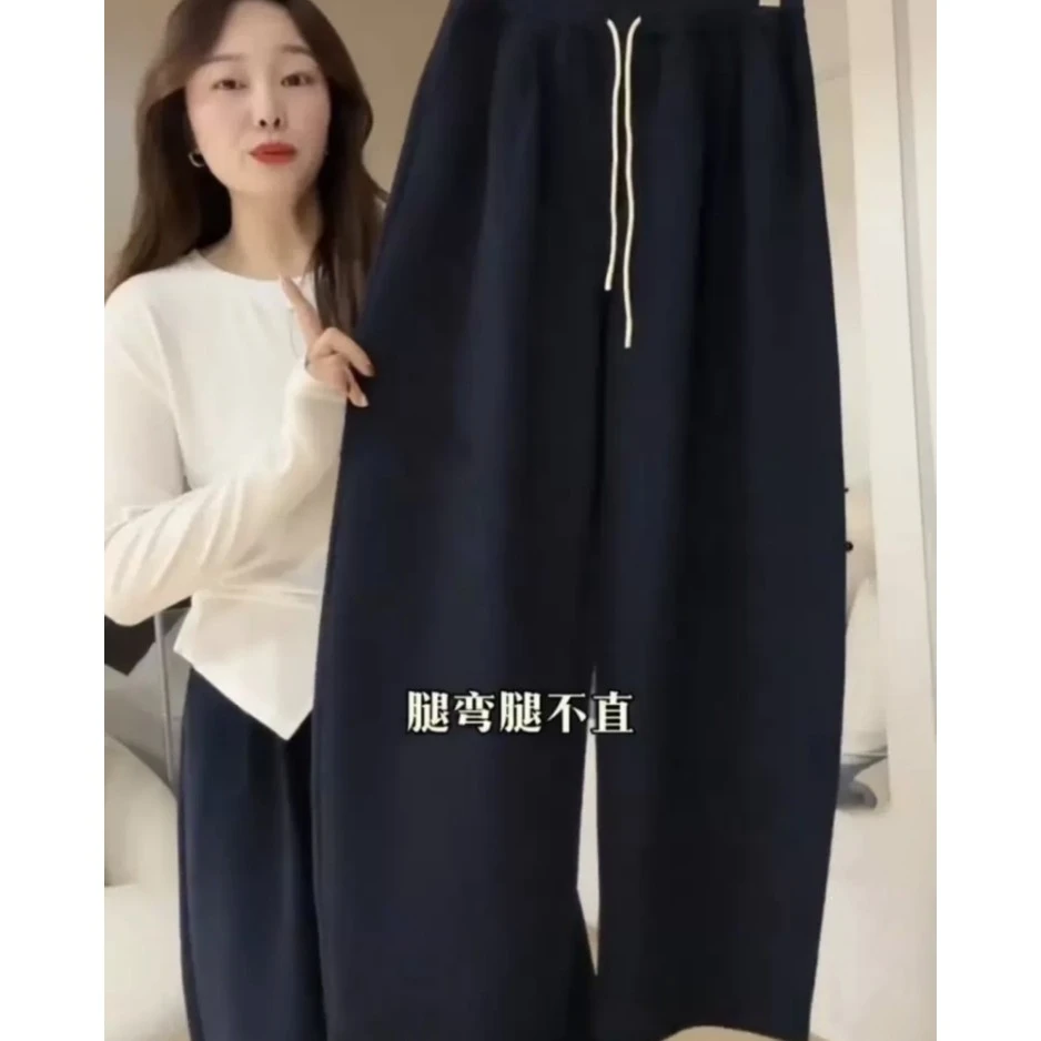 香蕉裤2024年新款裤子大码高腰显瘦超火镰刀阔腿裤休闲垂感运动裤