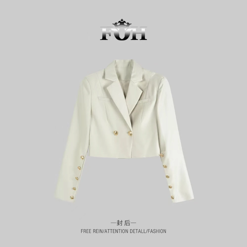 【封后轻奢设计】2024秋季新款时尚百搭气质金属扣短外套85B1005