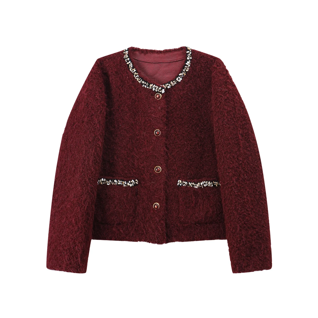 【封后轻奢设计】2024秋冬新款法式钉珠小香外套8992351