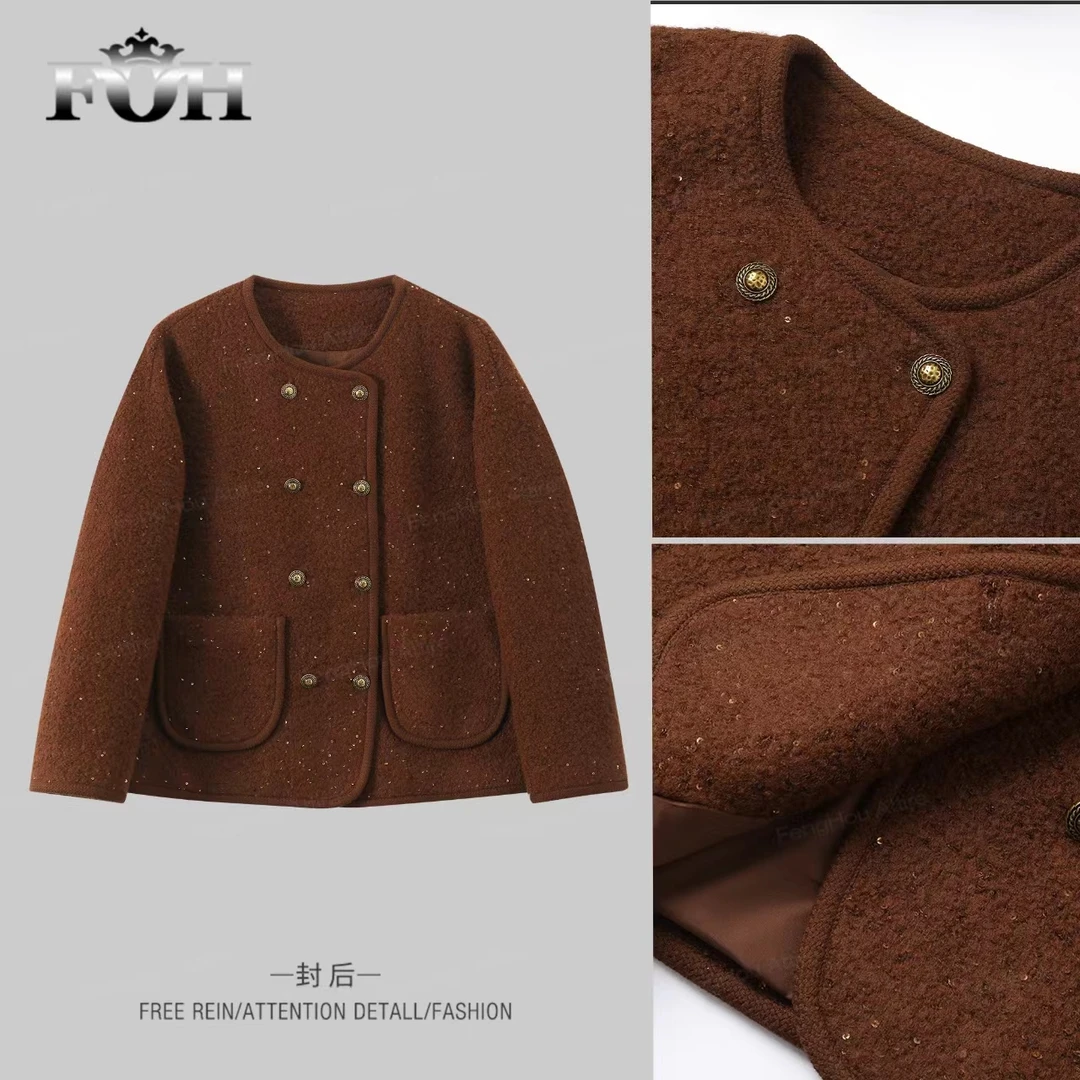 【封后轻奢设计】2024秋季法式双排扣气质高级感外套8952255