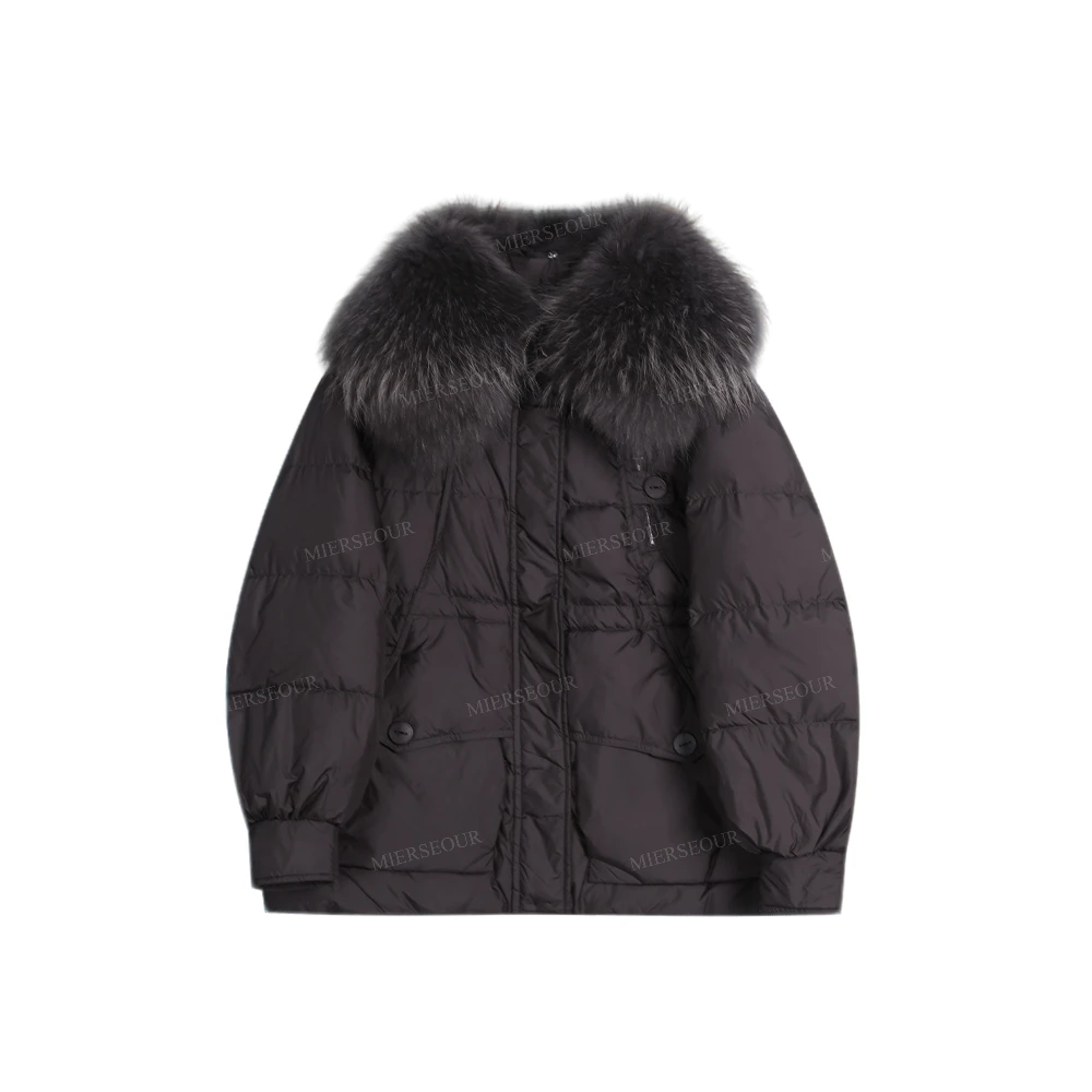 【封后轻奢设计】新款百搭设计感大毛领羽绒服9923