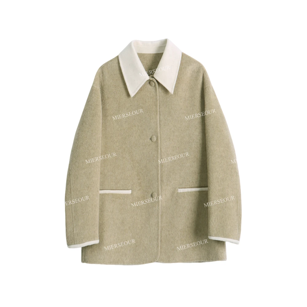 新款简约百搭气质翻领大衣2376