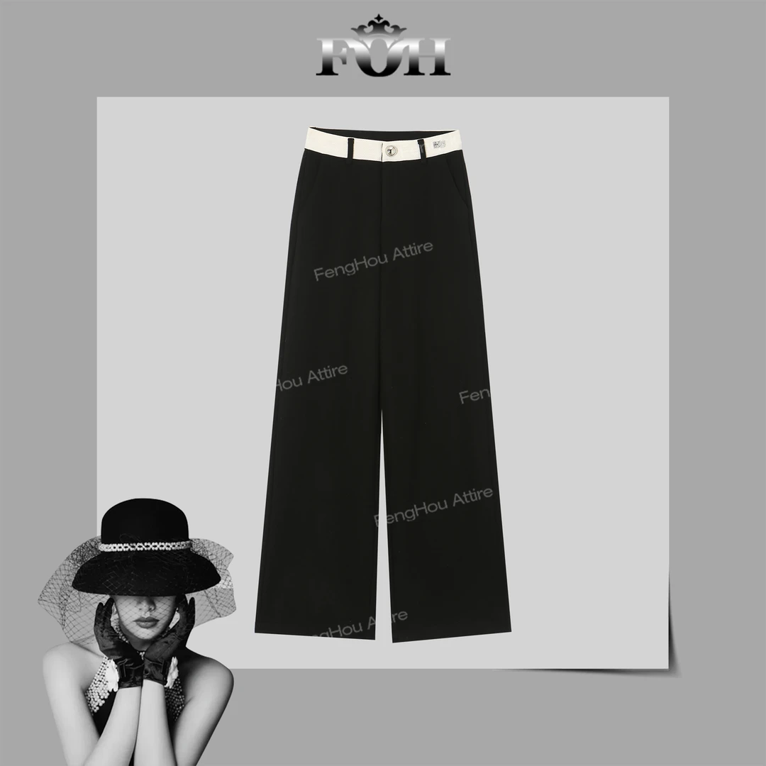 【封后轻奢设计】2024秋冬新款百搭修身气质直筒加绒休闲裤8992570