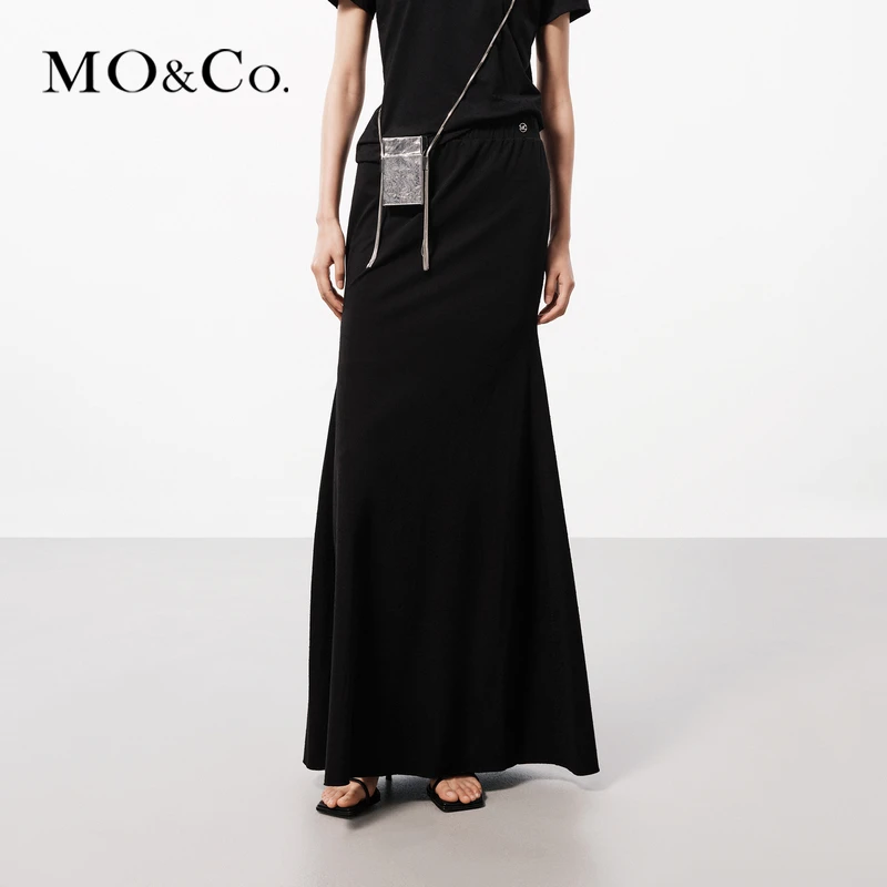 凉感MOCO夏重工扎花破洞高腰半身裙风感波粒MBD2SKT062