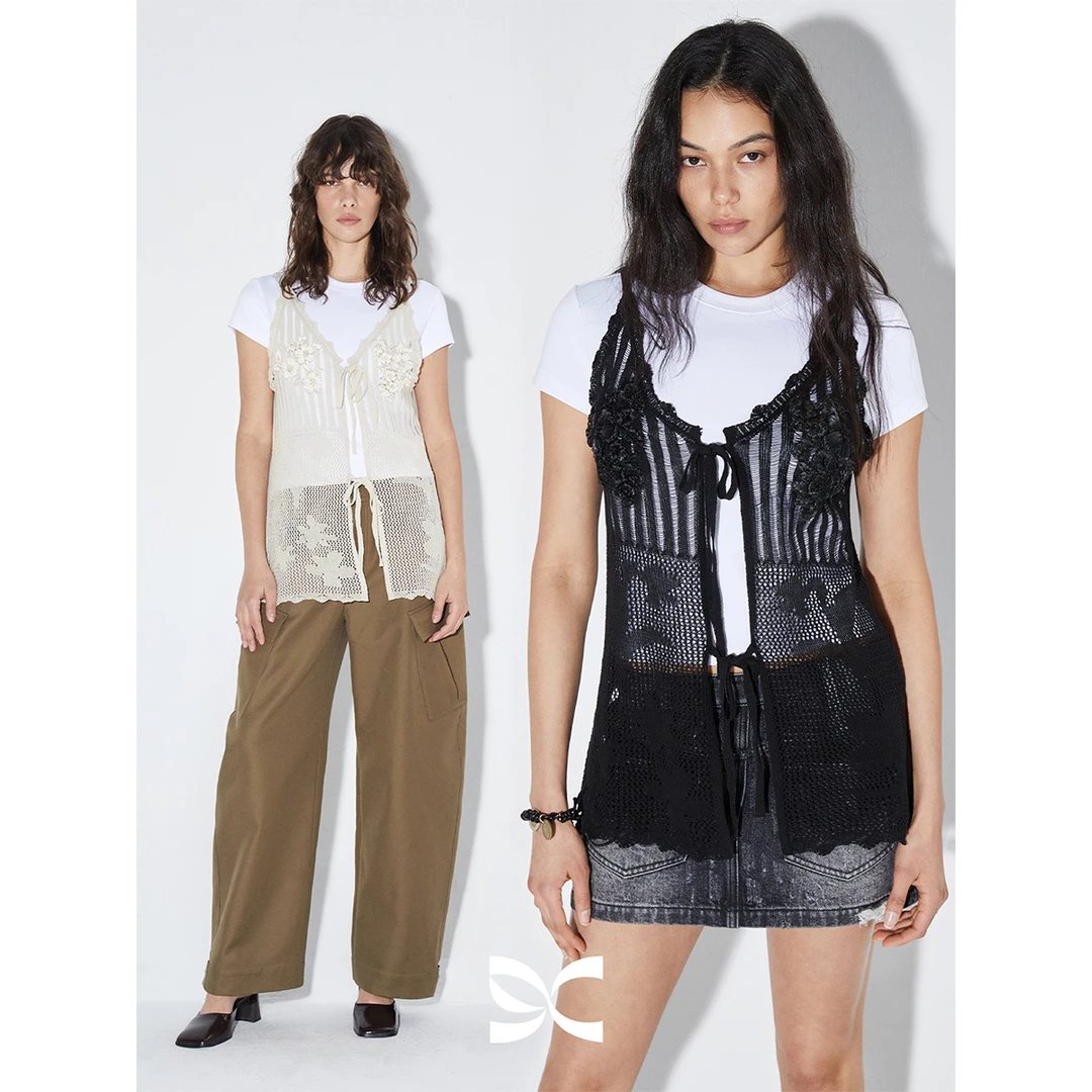 square circle方圆镂空叠穿吊带背心女春季新款V领轻薄上衣