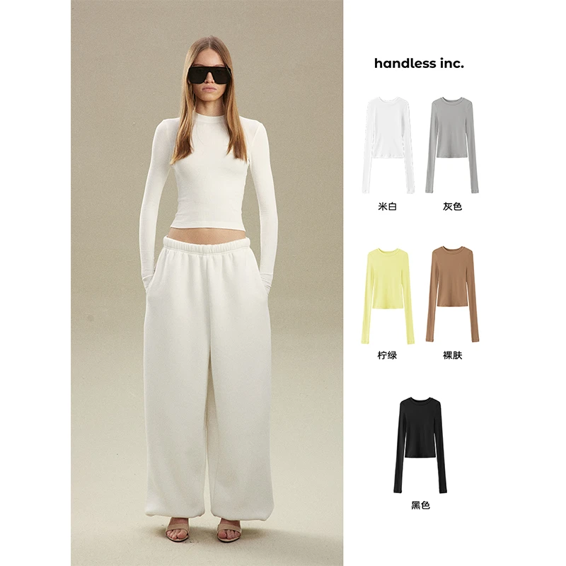 handless inc | seamless无痕-短款圆领磨毛打底T恤