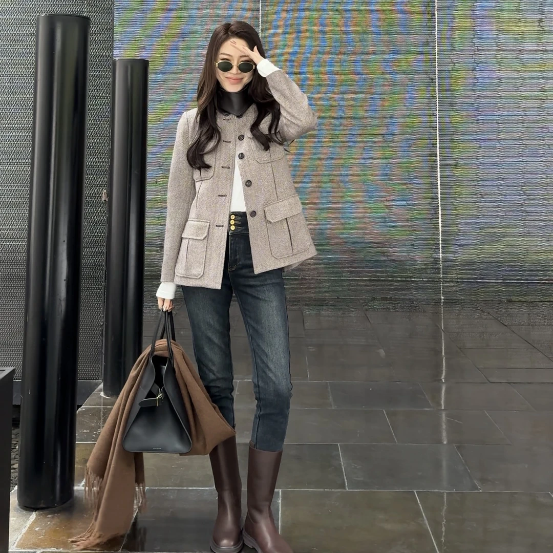 王嬛嬛MsLime24年‘复古蓝星’新款时尚休闲气质牛仔裤 HC2C2628