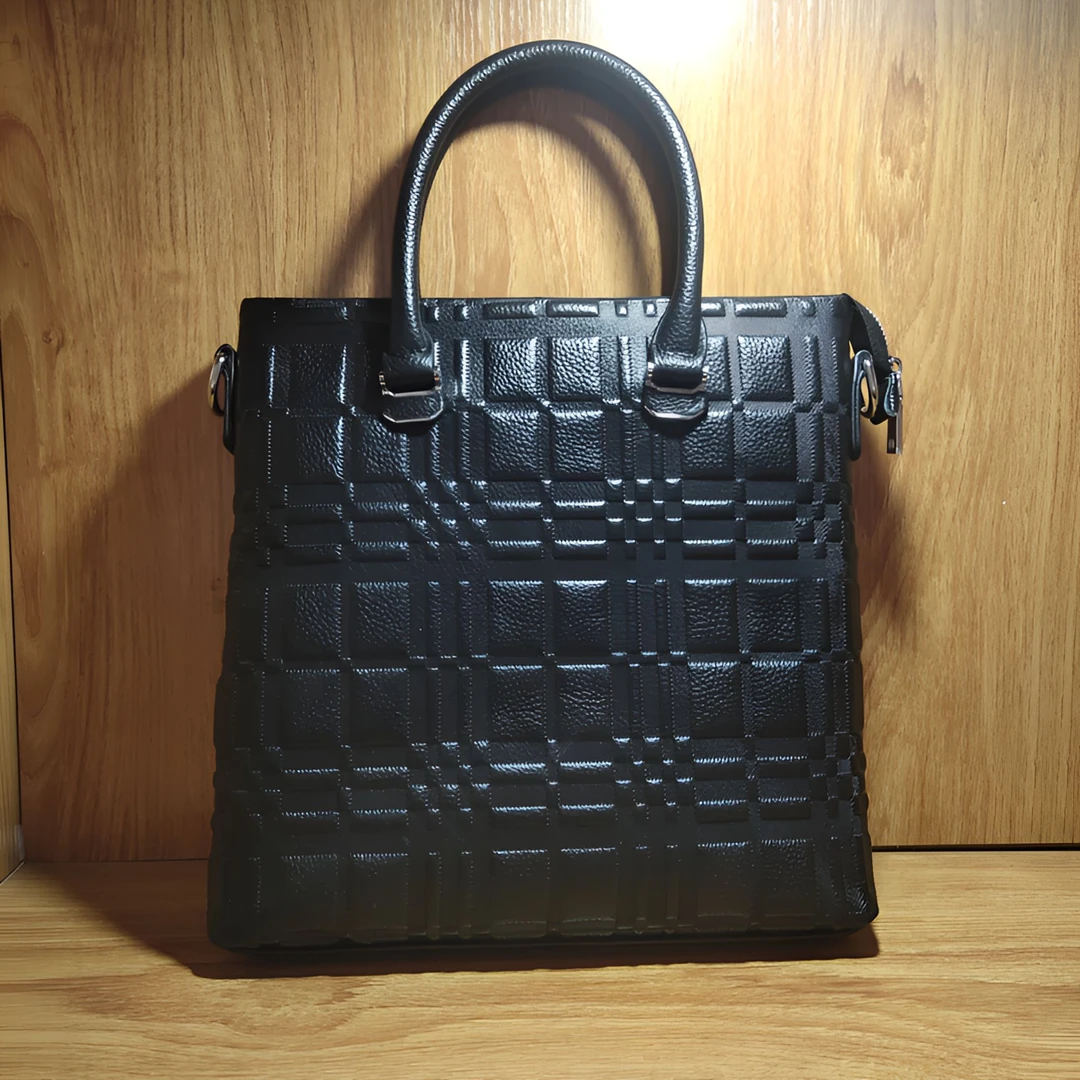 9060头层牛皮压格款古维思保罗男款立款肩包商务手拎单背包百搭