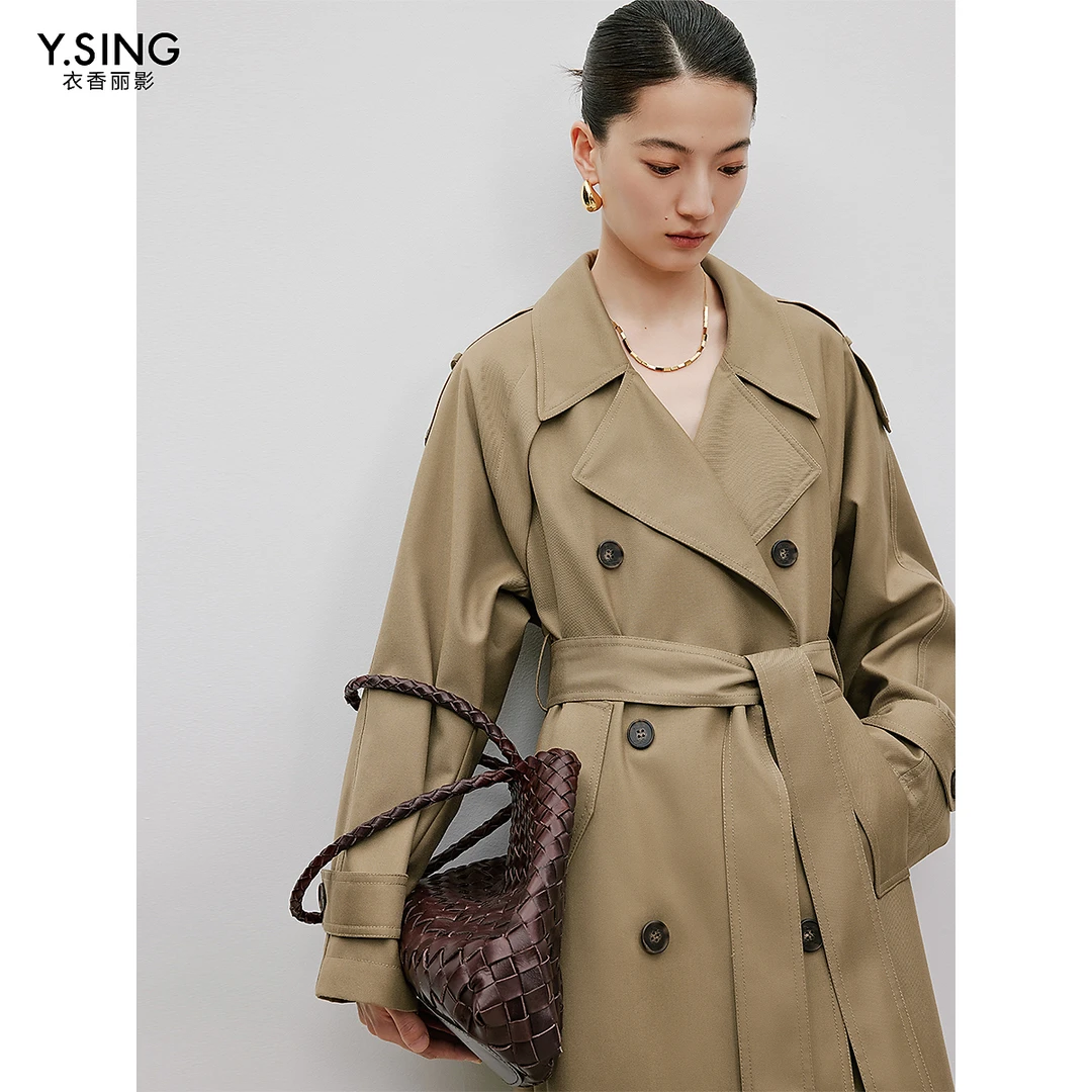 衣香丽影雅丹风风衣女中长款2024年秋装新款英伦风卡其色宽松外套