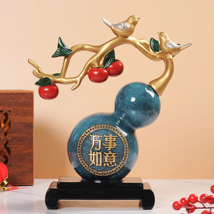 新中式柿柿事事如意柿子摆件葫芦客厅搬家礼物装饰品乔迁新居礼品