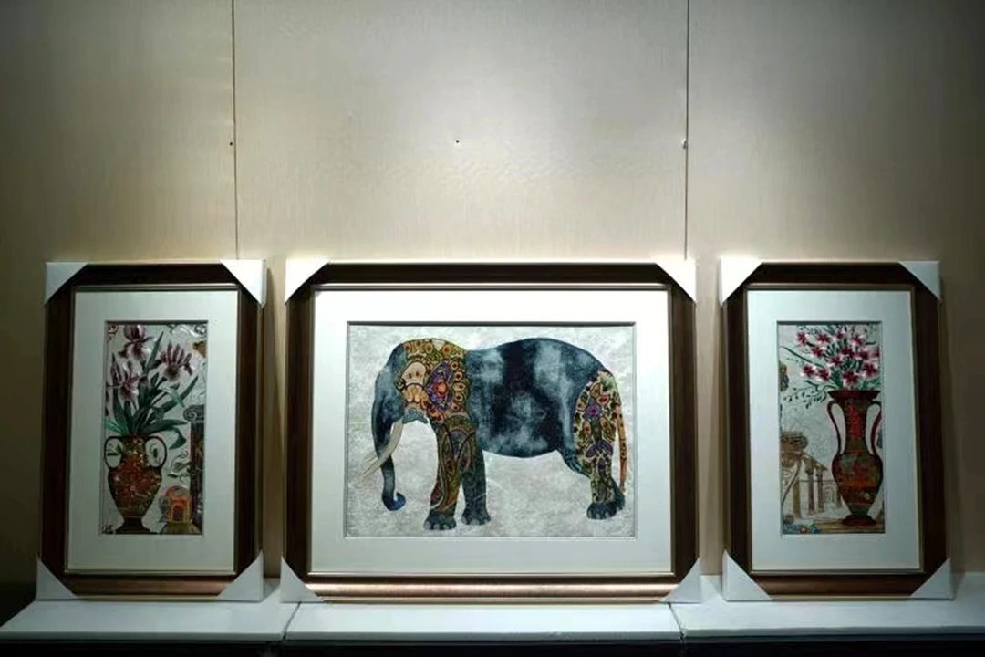 苏绣挂画之吉祥如意欧美风家居挂画寓意吉祥高级感十足刺绣针绣