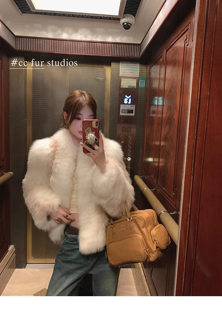 CC皮草 “月光芭蕾”进口狐狸毛背毛皮草2024新款冬季外套