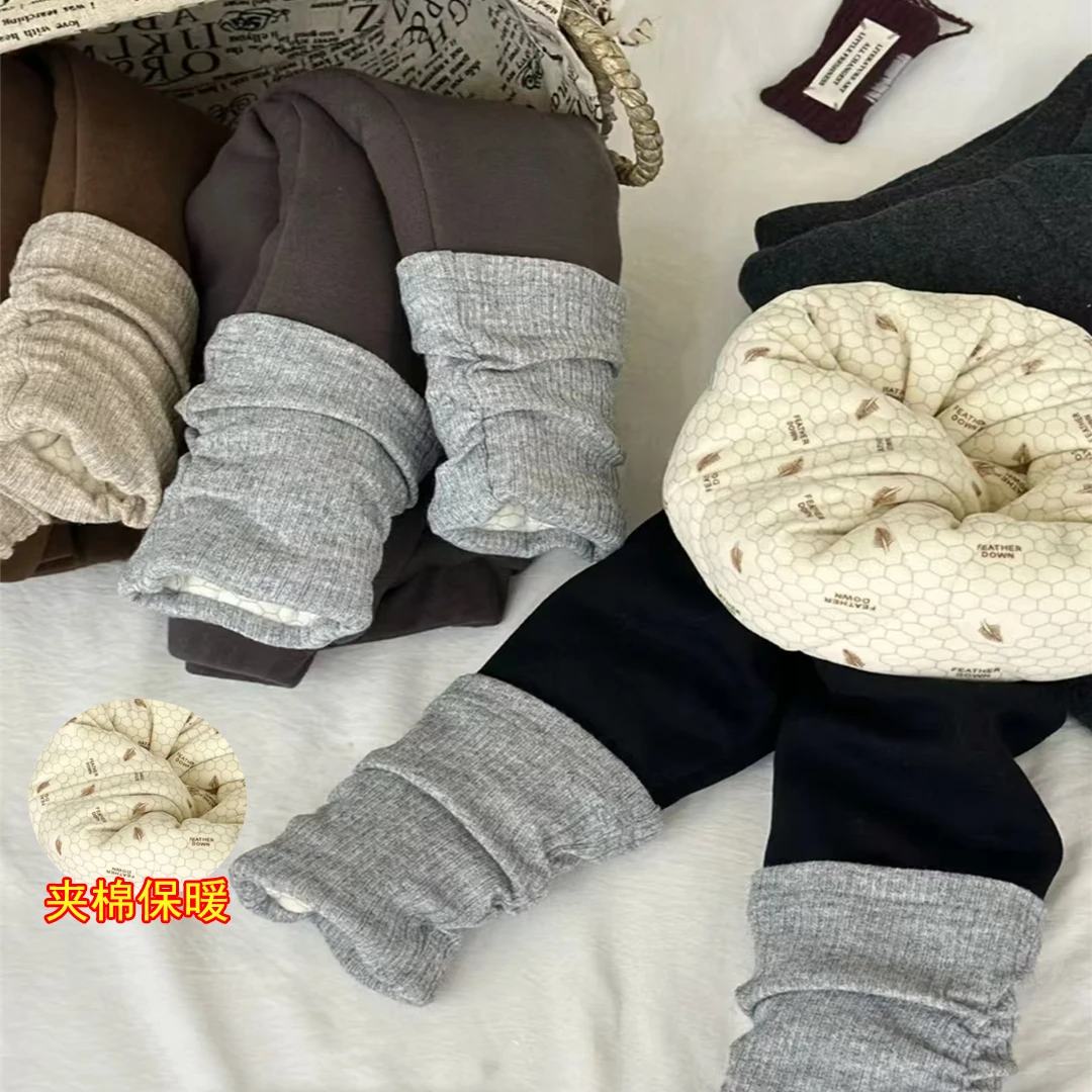 【加厚打底裤】女童秋冬季夹棉保暖裤子洋气加厚堆堆裤百搭棉裤hws