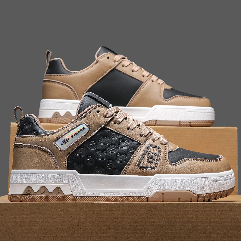 opp2024春夏新款男士跑步运动时尚休闲百搭皮面透气潮鞋