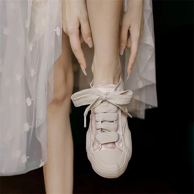 2023夏季新款丑萌鞋系带平底帆布鞋韩版百搭学生鞋休闲鞋懒人鞋女