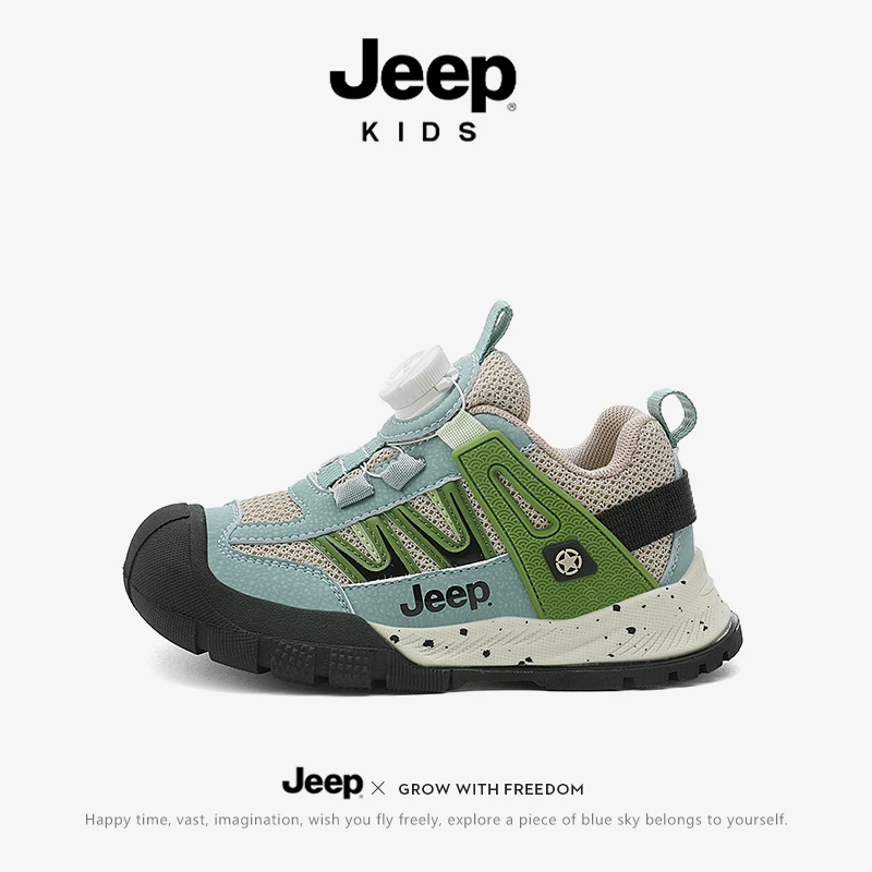 jeep男童鞋子软底防滑童鞋秋冬新款旋钮休闲鞋儿童防水运动鞋