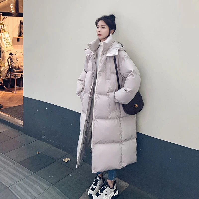 加厚羽绒服女2023年冬季新款中长款过膝洋气韩版宽松加厚面包服保