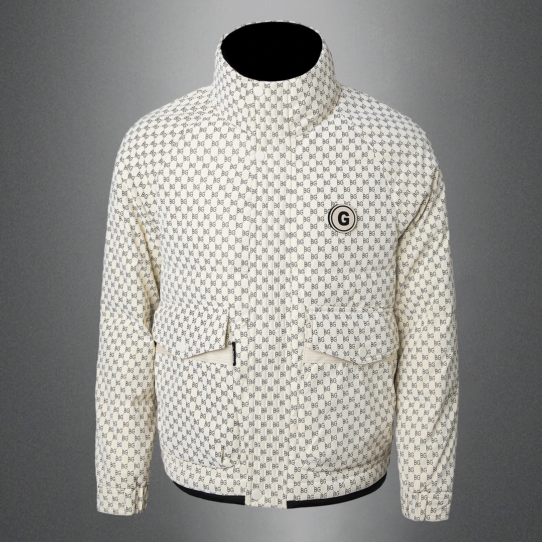 新款冬季高品质趣味印花立领羽绒服百搭修身帅气保暖外套青年男士