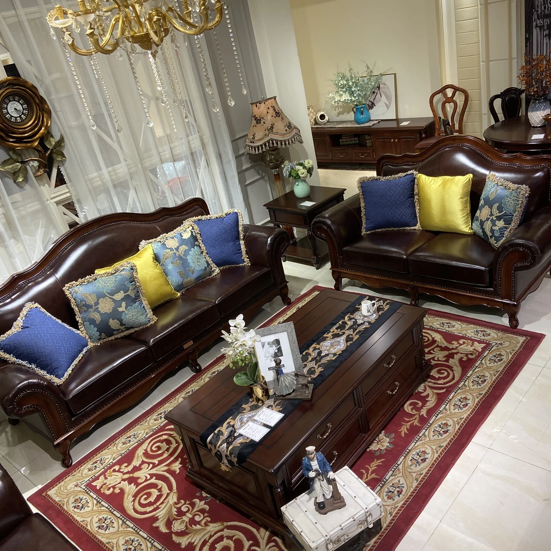 【品牌代工】西蒙M66美式风格沙发头层牛皮1+2+3客厅组合沙发