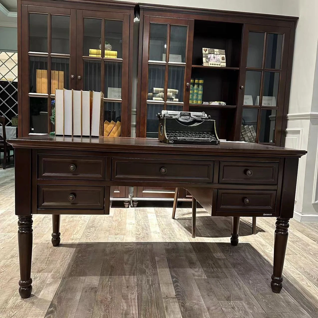 【品牌家具】尚品E3203美式实木书桌长1400宽750高760环保家具