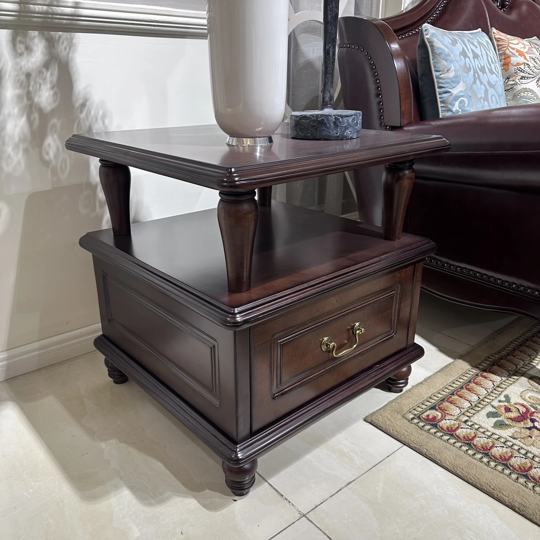 【品牌代工】庄园卡佩KP1712美式风格家用角几纯原木沙发置物边几