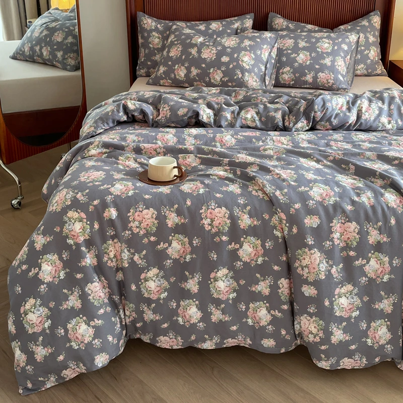 全棉A类母婴级抗菌四件套有氧双层纱亲肤床品纯棉小清新床上用品