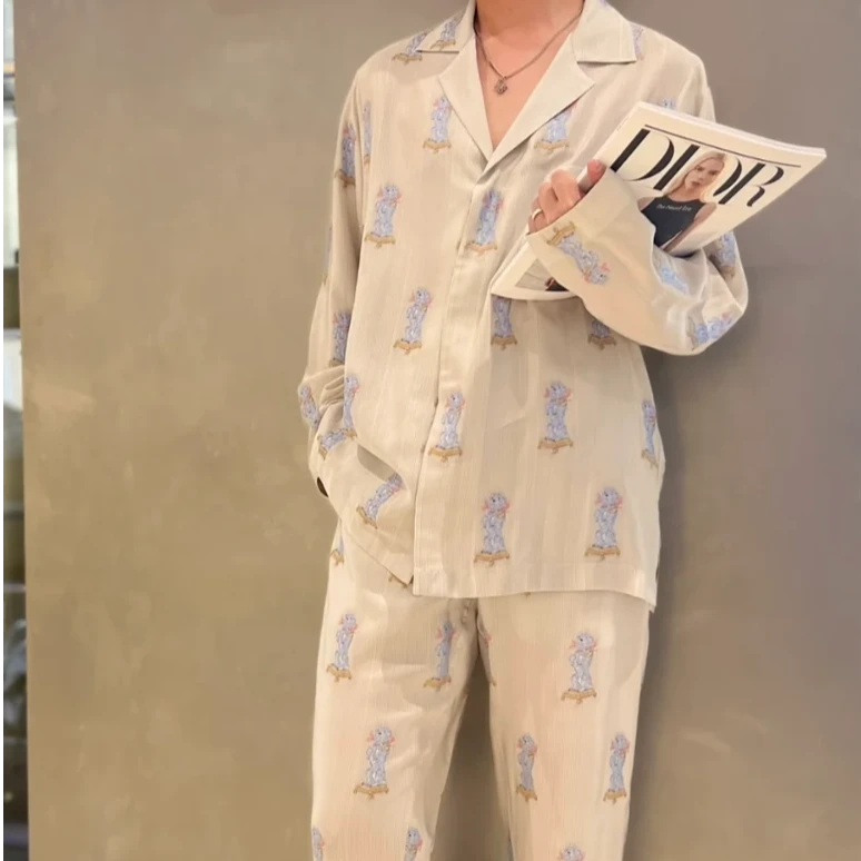 全新未使用 DIOR/迪奥 男士条纹刺绣西装领长袖衬衫 128975 春秋