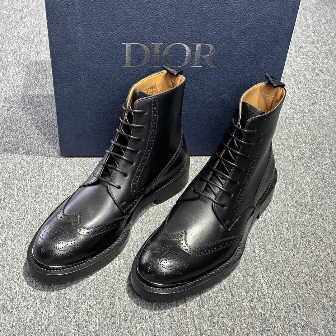 全新未使用 DIOR/迪奥  巴洛克风格 复古百搭高帮系带短靴 129365