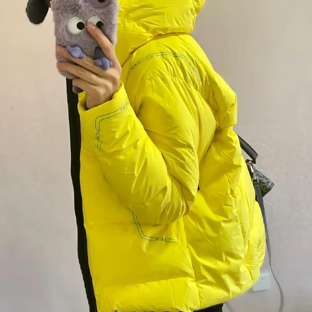 全新未使用 DIOR/迪奥 男士水沢联名款黄色羽绒服秋冬保暖 114485